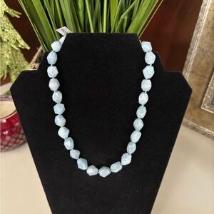 Aquamarine Faceted Nugget Sky Blue Beaded Necklace 18 inch